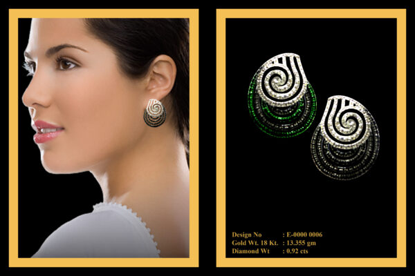 Earrings With Diamonds & Black Stones