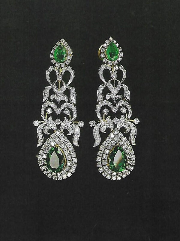 Earrings With Diamonds & Colour Stones
