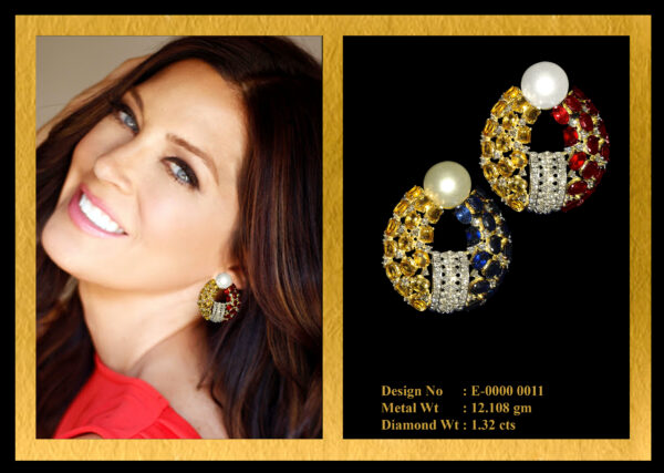 Earrings With Diamonds Stones & Pearls