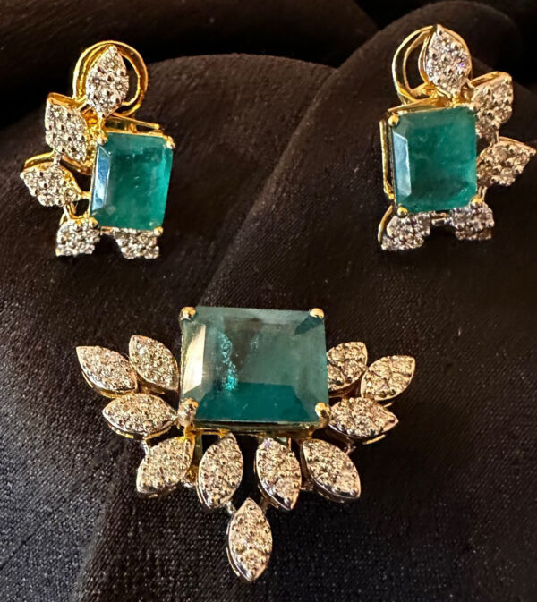 Pendant Earring With Diamonds & Stones