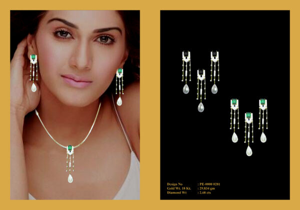 Pendant Earrings Set With Diamonds & Stones