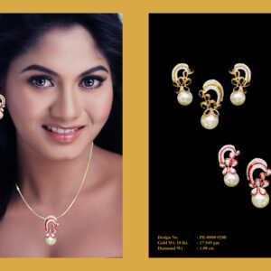 Pendant Earrings With Diamonds & Pearls