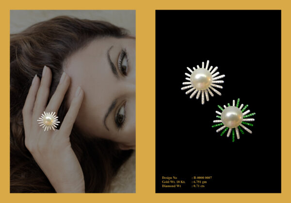 Ring With Diamonds & Pearl